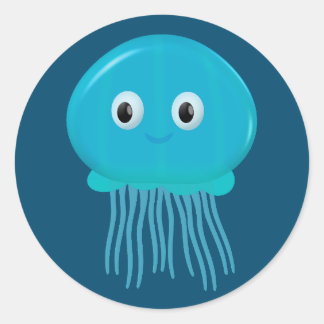 Kute Cartoon kwal in de blauwe zee Ronde Sticker