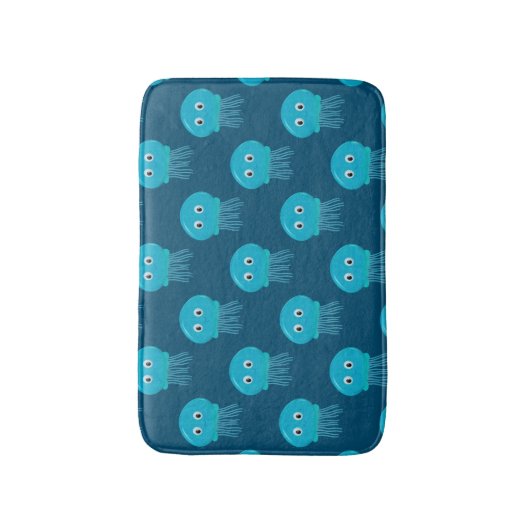Kute Cartoon kwal Pattern in Blue Ocean Badmat (Voorkant Verticaal)