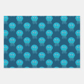 Kute Cartoon kwal Pattern in Blue Ocean Inpakpapier Vel (Voorkant 2)