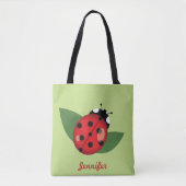 Kute Cartoon Ladybug met  naam Tote Bag (Voorkant)