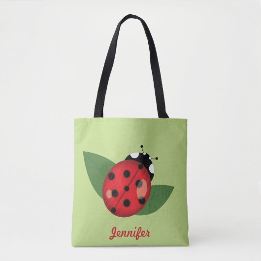 Kute Cartoon Ladybug met  naam Tote Bag (Voorkant)