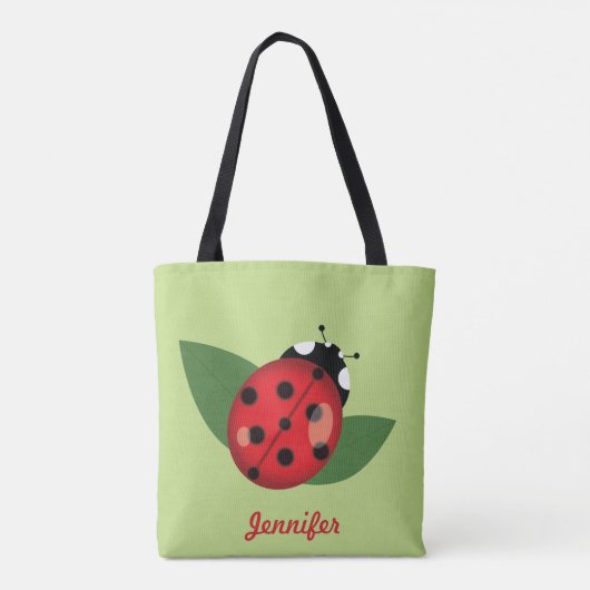 Kute Cartoon Ladybug met  naam Tote Bag (Achterkant)