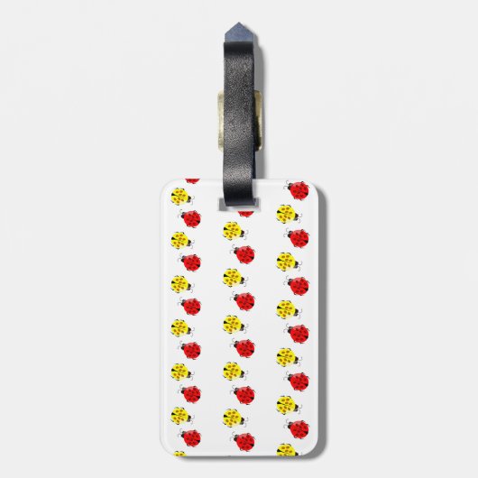 Kute Cartoon Ladybugs in rood en geel Bagagelabel (Achterkant verticaal)