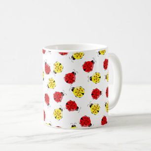 Kute Cartoon Ladybugs in rood en geel Koffiemok