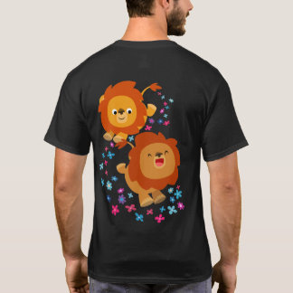 Kute Cartoon leeuwen in de tuin T-shirt (achterzij