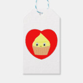 Kute Cartoon Lemon Cupcake in rood hart Cadeaulabel (Voorkant)