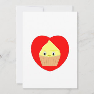 Kute Cartoon Lemon Cupcake in rood hart Kaart