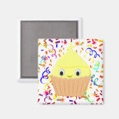 Kute Cartoon Lemon Cupcake met Confetti Magnet (Voorkant / Achterkant)