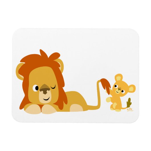 Kute Cartoon Lion Pap en Cub Flexible Magnet Magneet (Horizontaal)