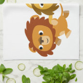 Kute Cartoon Lions in een Haast keukenhanddoek (Gevouwen)