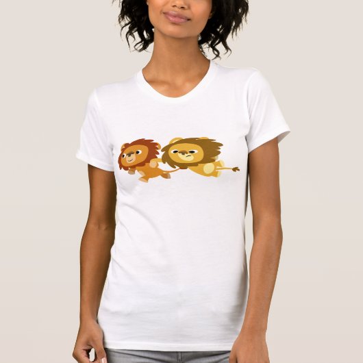 Kute Cartoon Lions in een overhaast T-shirt voor v (Voorkant)