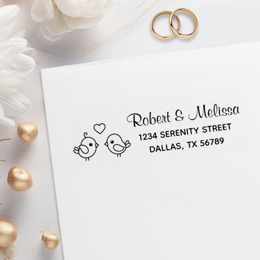 Kute Cartoon Lovevogels - Meeradres Rubberstempel