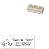 Kute Cartoon Lovevogels - Meeradres Rubberstempel (Gestempeld)