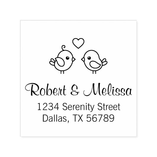 Kute Cartoon Lovevogels - Meeradres Zelfinktende Stempel (Design)