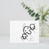 Kute Cartoon Man die over een hek gaat Briefkaart (Staand voorkant)