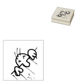 Kute Cartoon Man die over een hek gaat Rubberstempel (Gestempeld)