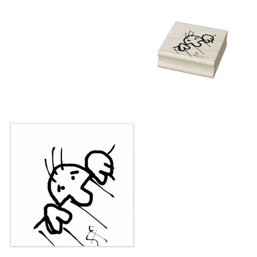 Kute Cartoon Man die over een hek gaat Rubberstempel (Gestempeld)