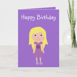 Kute cartoon meisje Birthday kaart ideaal voor kin