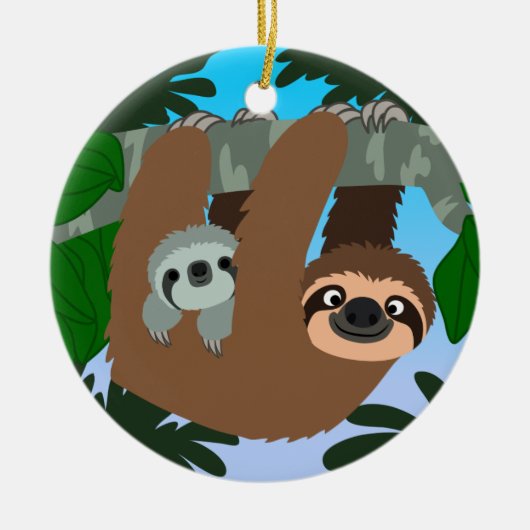 Kute Cartoon moeder Baby Keramisch Ornament (Voorkant)