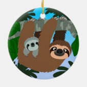 Kute Cartoon moeder Baby Keramisch Ornament (Achterkant)