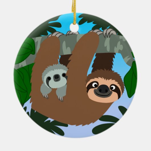 Kute Cartoon moeder Baby Keramisch Ornament (Achterkant)