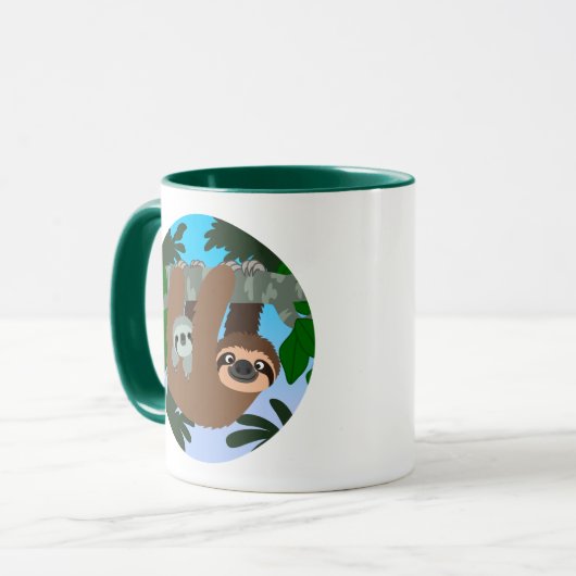 Kute Cartoon moeder Baby Mok (Voorkant links)