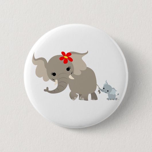 Kute Cartoon moeder olifant en Baby Button badge (Voorkant)