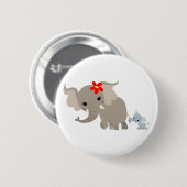 Kute Cartoon moeder olifant en Baby Button badge (Voorkant /achterkant)