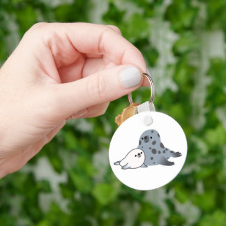 Kute Cartoon moederzegel en pop-up Sleutelhanger