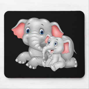 Kute cartoon olifant met baby muismat