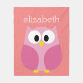 Kute Cartoon Owl in roze en koraal Fleece Deken (Voorkant)