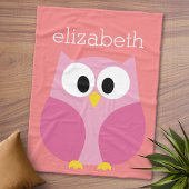 Kute Cartoon Owl in roze en koraal Fleece Deken