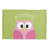 Kute Cartoon Owl - Roze en kalkgroen Kussensloop (Achterkant)