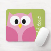 Kute Cartoon Owl - Roze en kalkgroen Muismat (Met muis)