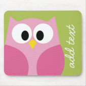 Kute Cartoon Owl - Roze en kalkgroen Muismat (Voorkant)