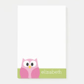 Kute Cartoon Owl - Roze en kalkgroen Post-it® Notes (Voorkant)