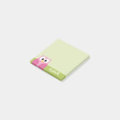 Kute Cartoon Owl - Roze en kalkgroen Post-it® Notes (Schuin)