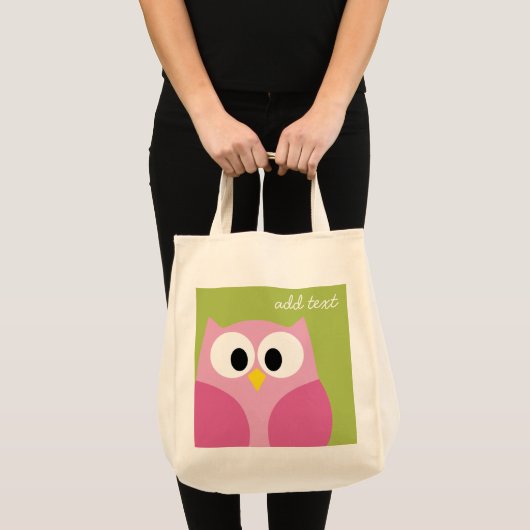 Kute Cartoon Owl - Roze en kalkgroen Tote Bag (Voorkant (product))
