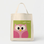 Kute Cartoon Owl - Roze en kalkgroen Tote Bag (Voorkant)