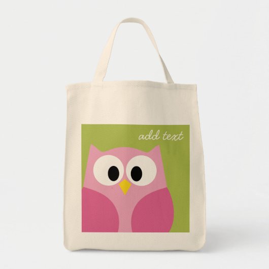 Kute Cartoon Owl - Roze en kalkgroen Tote Bag (Voorkant)