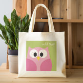 Kute Cartoon Owl - Roze en kalkgroen Tote Bag