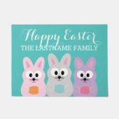 Kute Cartoon paashaas met aangepaste naam Deurmat (Voorkant)