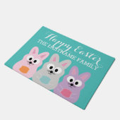 Kute Cartoon paashaas met aangepaste naam Deurmat (Schuin)