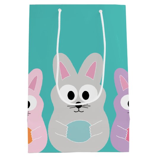 Kute Cartoon paashaas met aangepaste naam Medium Cadeauzakje (Achterkant)