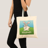 Kute Cartoon paashaas met aangepaste naam Tote Bag (Voorkant (product))