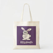 Kute Cartoon paashaas met aangepaste naam Tote Bag (Voorkant)