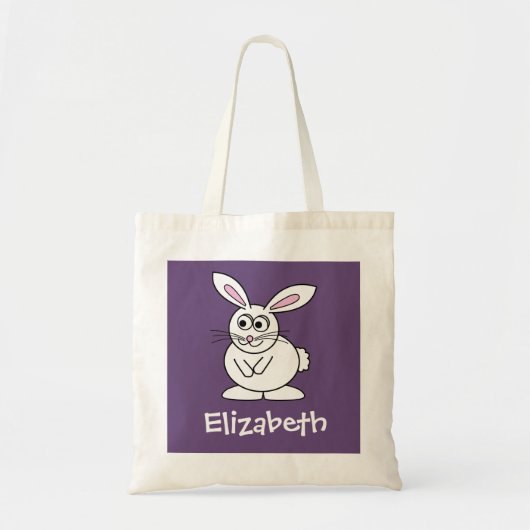 Kute Cartoon paashaas met aangepaste naam Tote Bag (Voorkant)