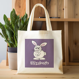 Kute Cartoon paashaas met aangepaste naam Tote Bag