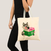 Kute Cartoon pig en Wolf die een Canvas tas van he (Voorkant (product))