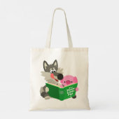 Kute Cartoon pig en Wolf die een Canvas tas van he (Achterkant)